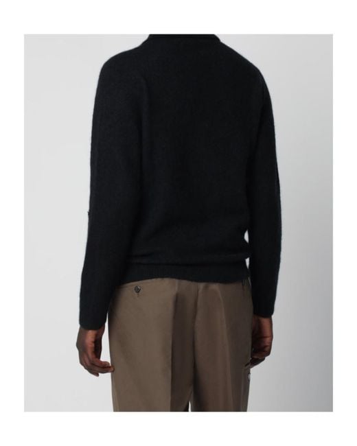 Roberto Collina Black Cashmere Polo Jumper for men