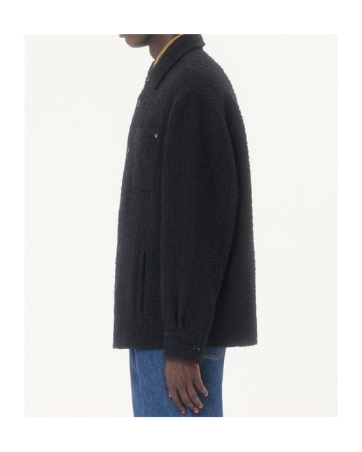Valentino Black Textured Button-Up Shirt Jacket for men