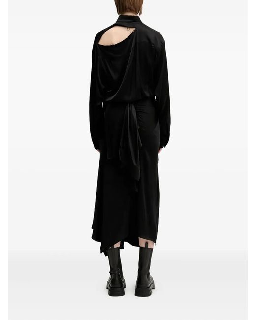 OTTOLINGER Black Ruffled Satin Dress