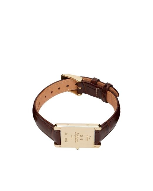 NUMBERING Brown Crocodile-Embossed Leather Bracelet for men