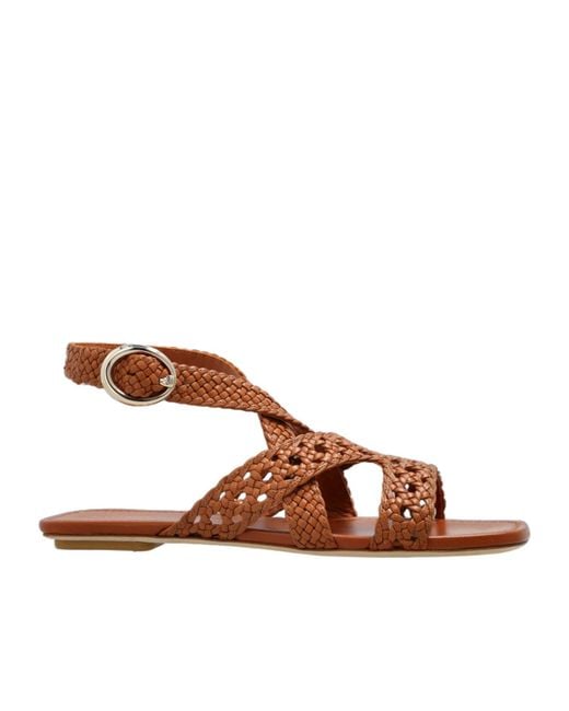 Stuart Weitzman Brown Knitted Flat Sandals