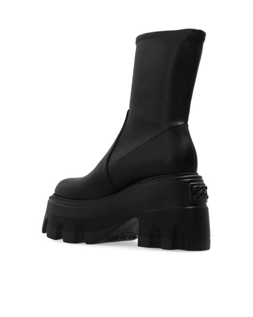 Casadei Black Round Toe Platform Boots