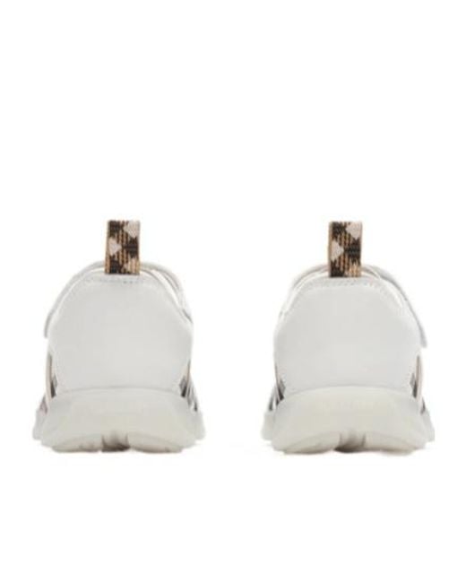 Burberry White Check And Leather Matrix Sneakers