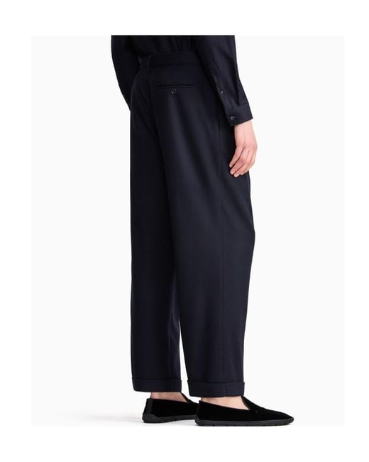 GIORGIO ARMANI X ALANUI Blue Giorgio Armani For Alanui Pure Virgin Wool Double-Pleat Trousers for men