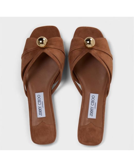Jimmy Choo Brown Siva Flat Sandals