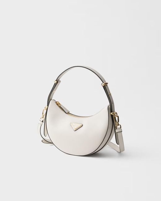 Prada White Arqué Mini Leather Shoulder Bag