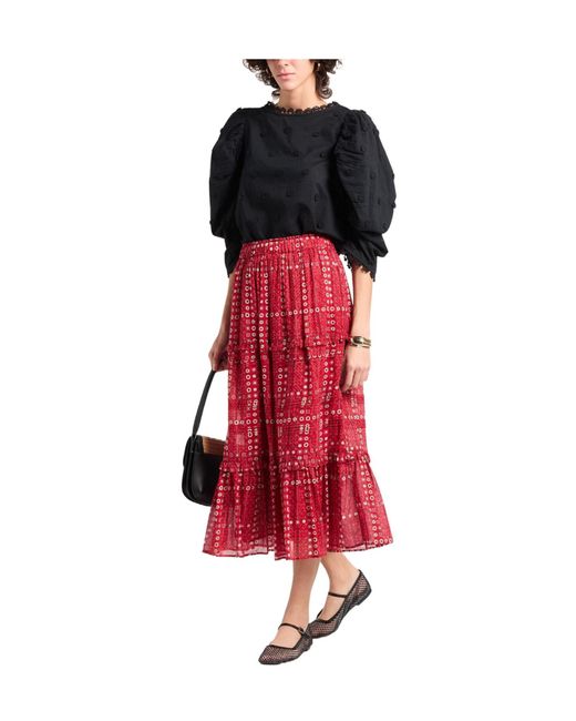 Farm Rio Black Loose Three-Quarter Sleeve Top