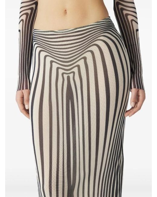 Jean Paul Gaultier White Morphing-Stripes Skirt