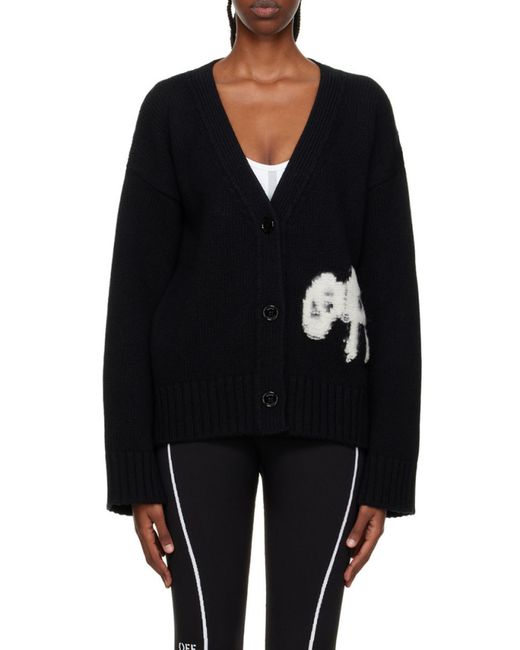 Off-White c/o Virgil Abloh White Logo-Intarsia Knit Cardigan
