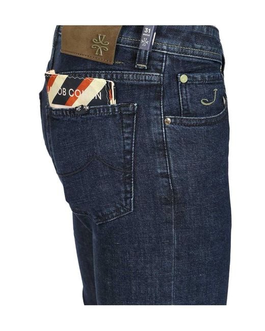 Jacob Cohen Blue Logo Patch Slim Fit Jeans for men