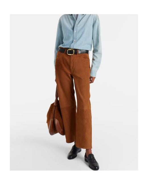 Citizens of Humanity Brown Miro Low-Rise Suede Straight-Leg Pants