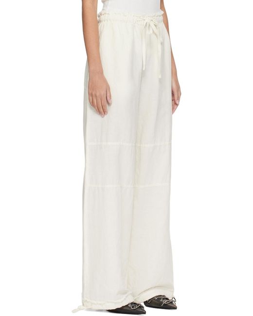 Acne White Drawstring-Detail Palazzo Pants