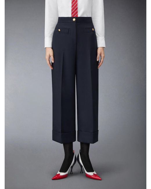 Thom Browne Blue Hopsack Suiting Trousers