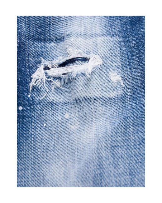 DSquared² Blue Distressed Cropped Jeans