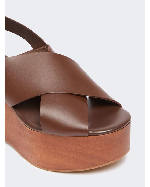 Weekend by Maxmara Brown Buckle Strap Wedge Sandals