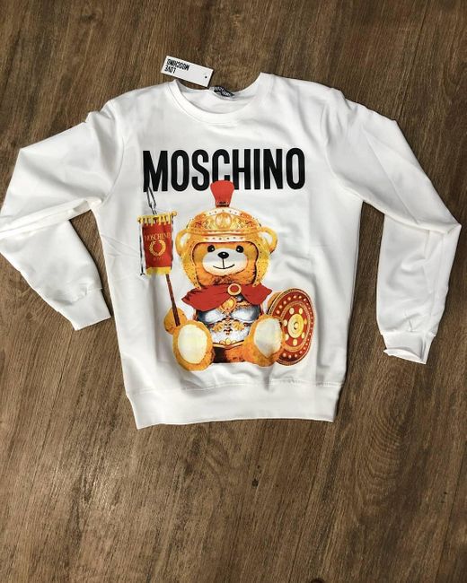 Moschino White Teddy Bear Printed Sweater