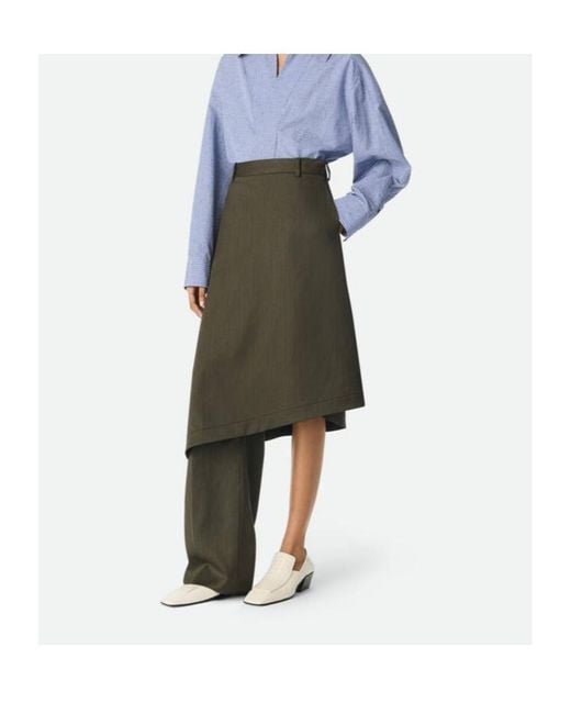 Bottega Veneta Blue Stripe Draped Subtle Skirt