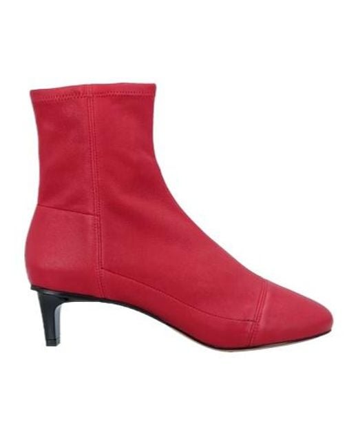 Isabel Marant Red Round-Toe Sock Boots