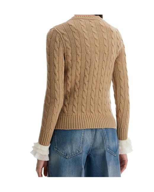Valentino Blue Ruffled Crewneck Jumper