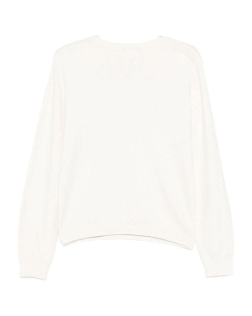 Liu Jo White Embellished Crewneck Jumper