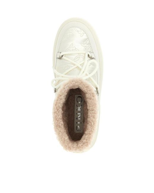 Pinko Natural Round Toe Quilted Ankle Boots