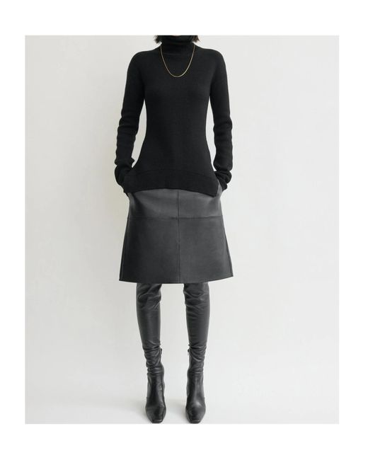 Totême  Black Totême Side Slit High Neck Jumper