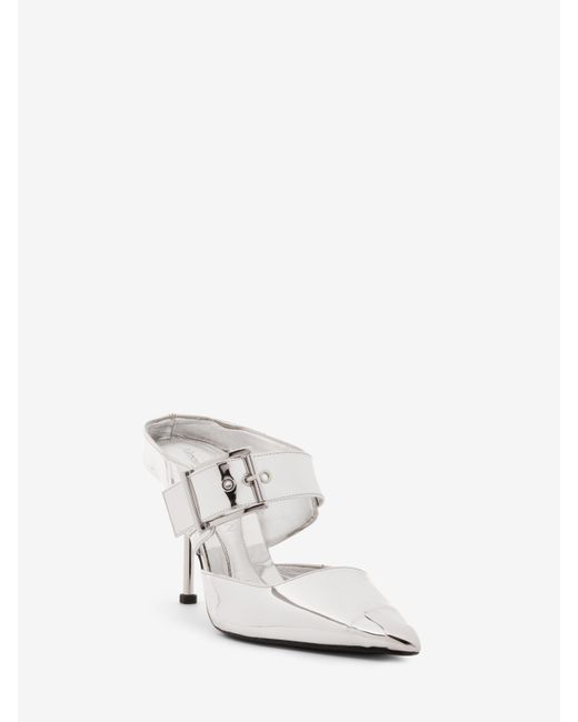 Alexander McQueen White Pointed Toe Slip-On Pumps