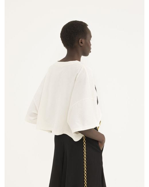Chloé White Chloé Logo Printed Crewneck Cropped T-Shirt