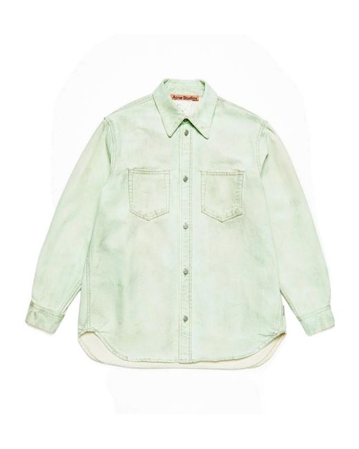 Acne Green Long-Sleeve Straight-Hem Shirt for men