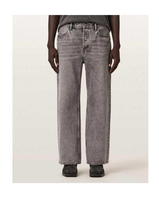 AllSaints Gray Lenny Wide Leg Denim Jeans for men
