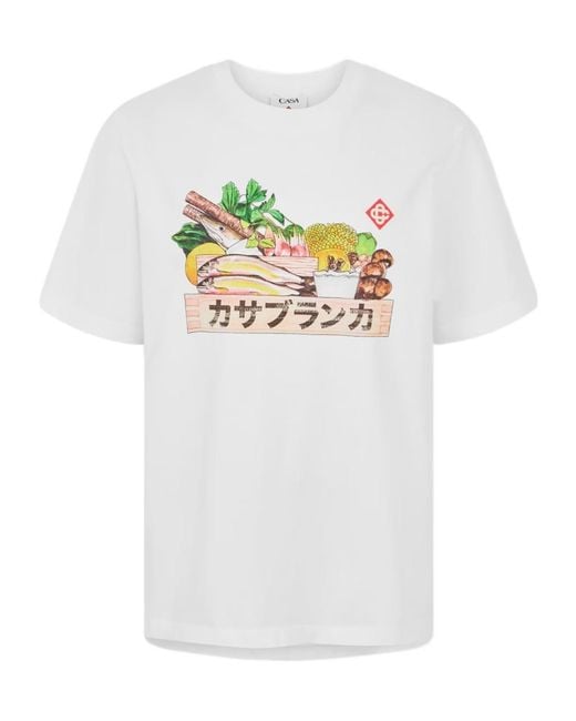Casablanca White Round-Neck Printed T-Shirt for men