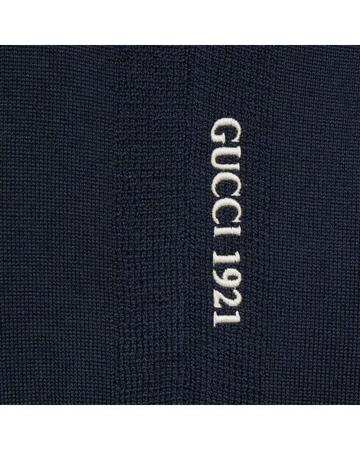 Gucci Blue Logo-Embroidered Wool Jumper for men