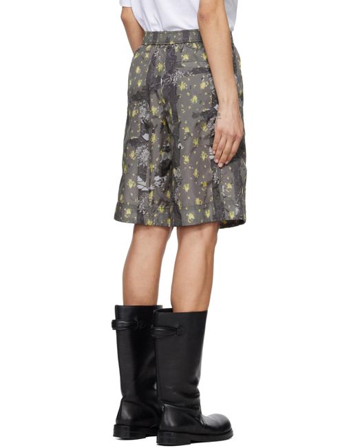 Ganni Gray Printed Nylon Bermuda Shorts