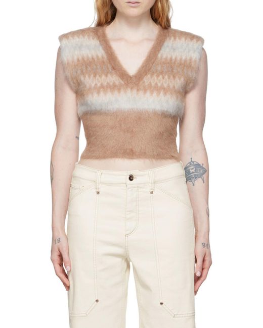 Brunello Cucinelli Natural Sleeveless Knitted Pullover