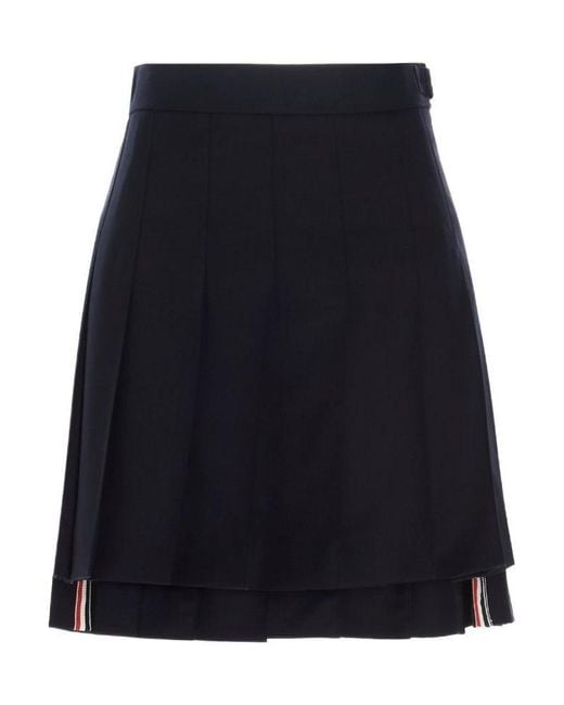 Thom Browne Blue Pleated Mini Skirt