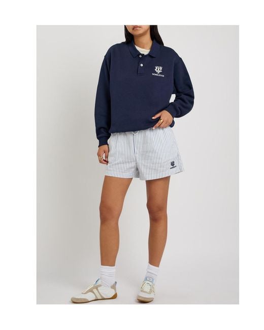 Polo Ralph Lauren Blue Embroidered Cotton-Blend Polo Sweatshirt