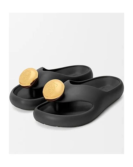 Loewe Multicolor Pebble Patent Toe-Post Slide Sandals