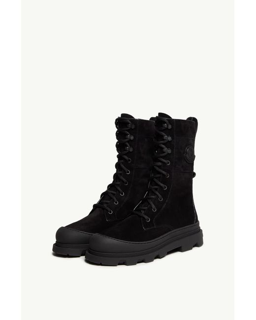 Moncler Black Vera High Suede Lace-Up Boots