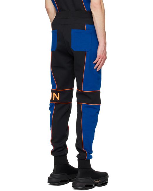 Balmain Blue Jogging Bottoms With Logo Inserts for men