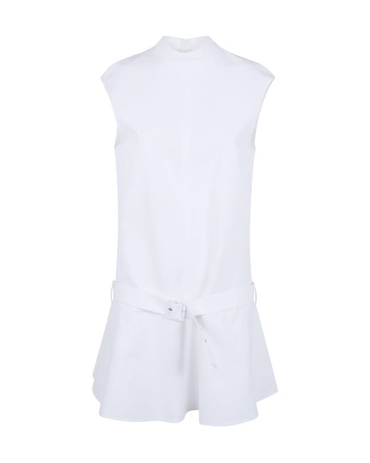 Semicouture White Belted Sleeveless Dress