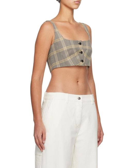 Marni Gray Check Pattern Cropped Tank Top