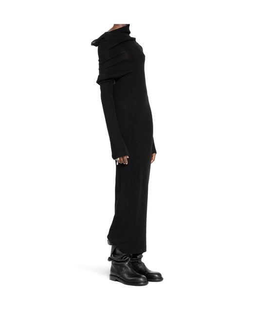 Ann Demeulemeester Black Barbro Dropped Shoulder Midi Knitted Dress