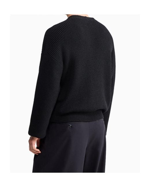 Giorgio Armani Blue Sweater Regular Fit Virgin Wool Half Cardigan Stitch for men