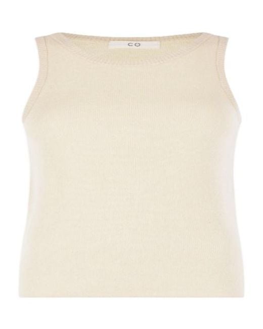 Co. Natural Ribbed-Knit Silk-Blend Top