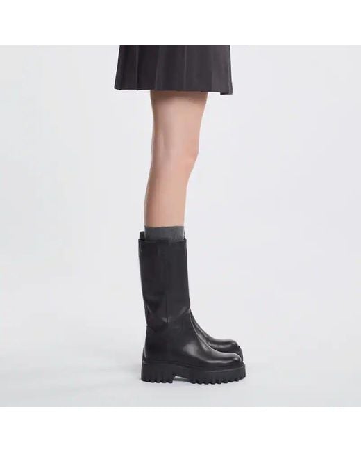 Hogan Black Lug-Sole Side Zipped Boots
