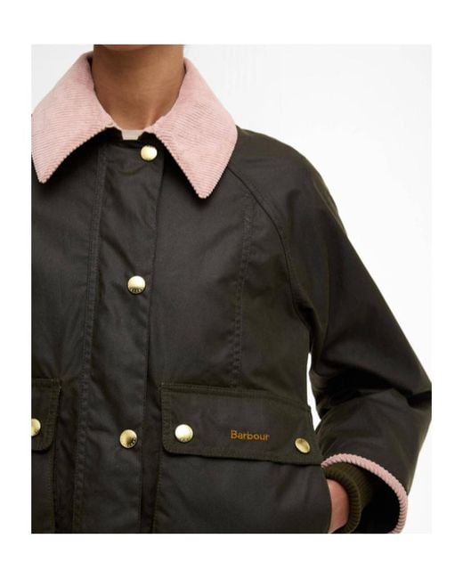 Barbour Black Cropped Beadnell Waxed Jacket