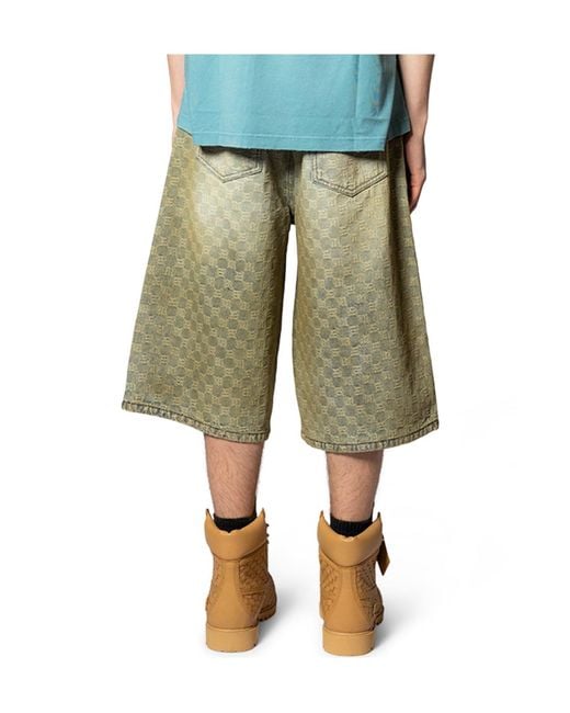 M I S B H V Green Check Pattern Shorts for men