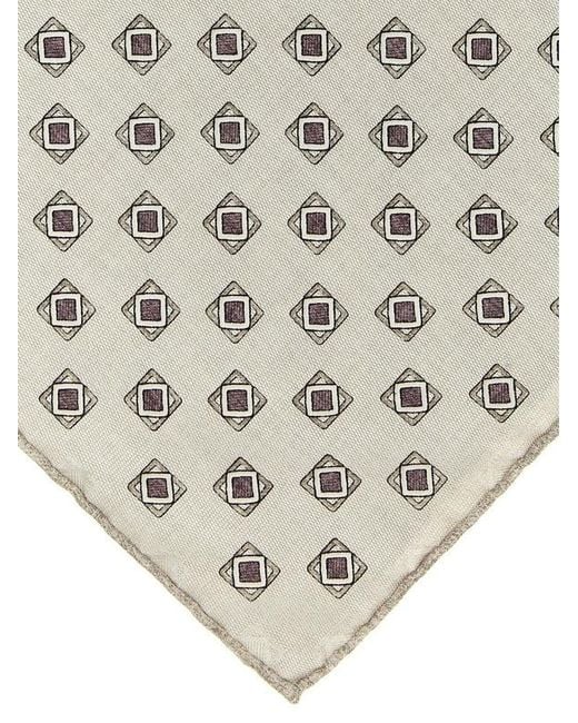 Brunello Cucinelli Natural Reversible Pocket Square for men