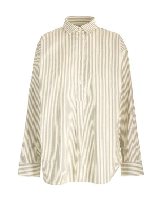 Totême White Totême Striped Half-Buttoned Shirt