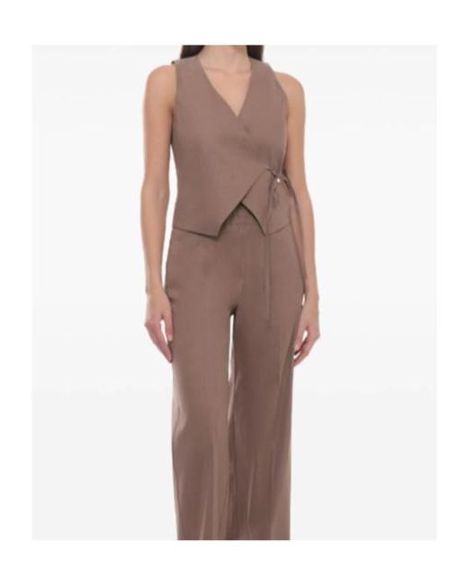 D.exterior Brown Wrap Sleeveless Top
